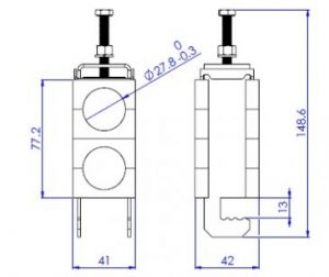 Cable Clamp ,Fix ,7/8inch 2Way